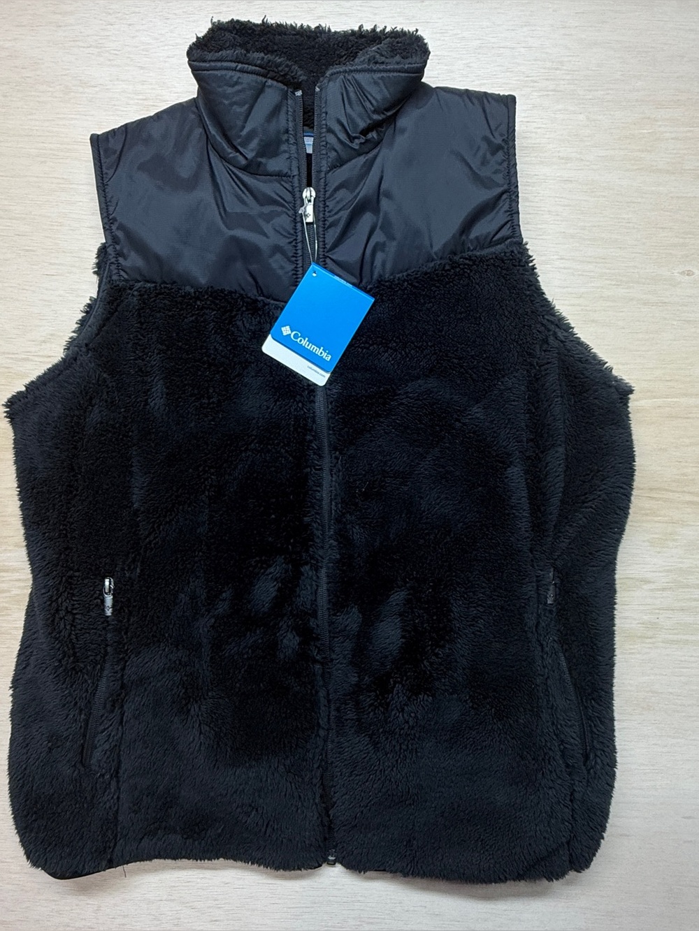 Columbia Fast Beauty Fleece Vest Women's XL Black Full Zip High Collar Plush